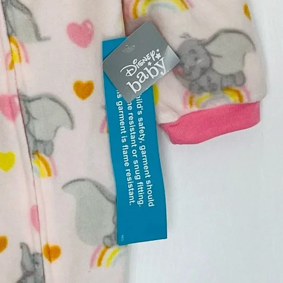 Disney Baby New Pink Dumbo Onesie Fleece Pajamas 18-24 Months - Picture 8 of 8